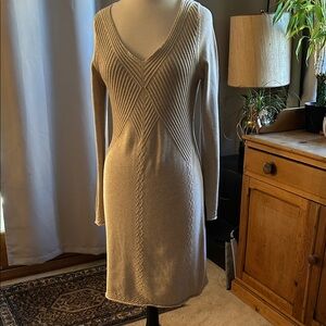 Elegant Ecru Sweater Dress